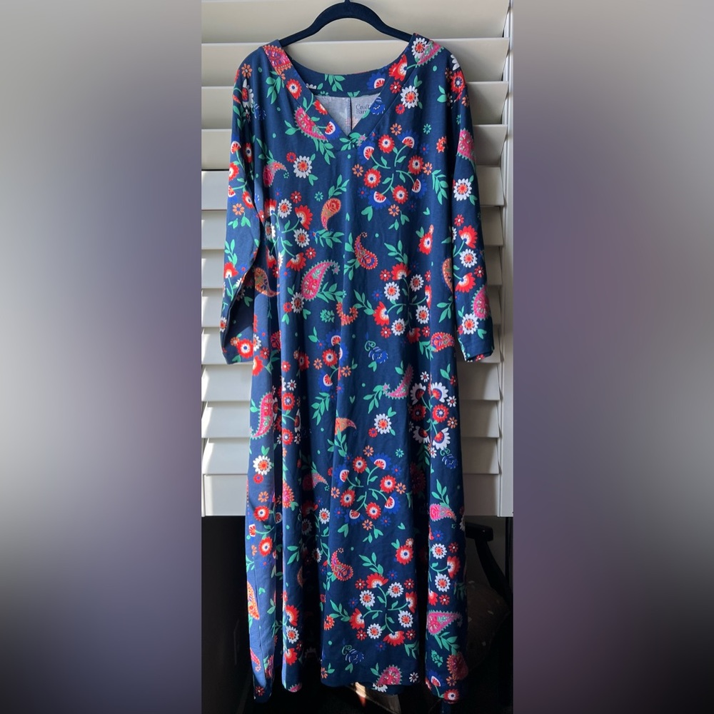 Croft & Barrow - NWT - 1X - Maxi Dress - Navy/Green Multi colored floral